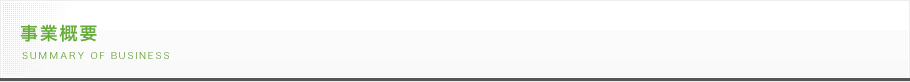事業概要 SUMMARY OF BUSINESS
